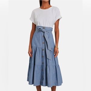 VERONICA BEARD WOMEN'S WHITE/BLUE DRESS - SIZE M